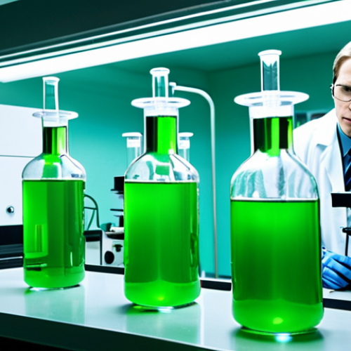 **

A futuristic laboratory scene. Scientists are working with bioreactors and microscopes. Glowing green liquids and intricate cell structures are visible. The overall feeling is optimistic and innovative, showcasing the potential of biofabrication in medicine and sustainable materials.

**