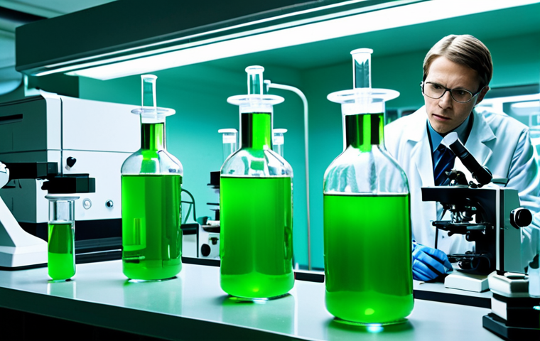 **

A futuristic laboratory scene. Scientists are working with bioreactors and microscopes. Glowing green liquids and intricate cell structures are visible. The overall feeling is optimistic and innovative, showcasing the potential of biofabrication in medicine and sustainable materials.

**