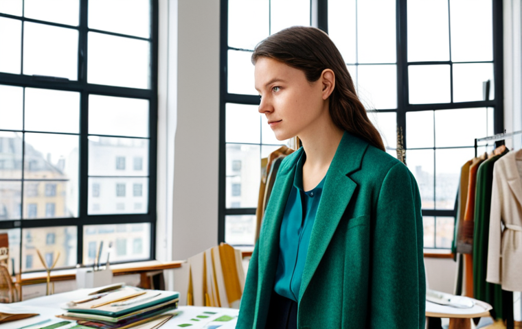 Sustainable Fashion Designer**

A young fashion designer, fully clothed in a stylish, modern outfit made from sustainable bio-fabricated materials, stands in a bright, airy design studio surrounded by fabric swatches and sketches. Natural light streams in from a large window overlooking a green cityscape. Her expression is confident and thoughtful as she examines a piece of innovative material. The scene embodies eco-consciousness and creativity. Perfect anatomy, correct proportions, natural pose, well-formed hands, proper finger count, appropriate attire, safe for work, appropriate content, fully clothed, professional, family-friendly, high quality, detailed textures, soft lighting.

**