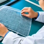 Microbial Textile Innovation**

"A scientist in a clean laboratory setting, examining a sample of bio-fabricated textile created by genetically modified microorganisms. The textile appears strong and lightweight, with a subtle sheen. Background includes lab equipment and schematics of DNA structures. Fully clothed, appropriate attire, professional, safe for work, perfect anatomy, natural proportions, high quality, well-formed hands, proper finger count, microbial fabric samples, advanced biotechnology research. modest, family-friendly"

**