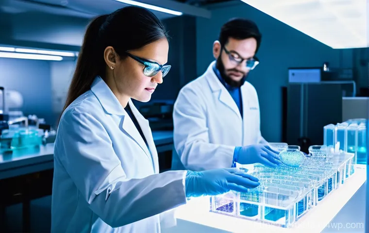 바이오패브릭의 응용 분야 - **Prompt:** A state-of-the-art medical laboratory, gleaming with advanced technology and warm, inspi...