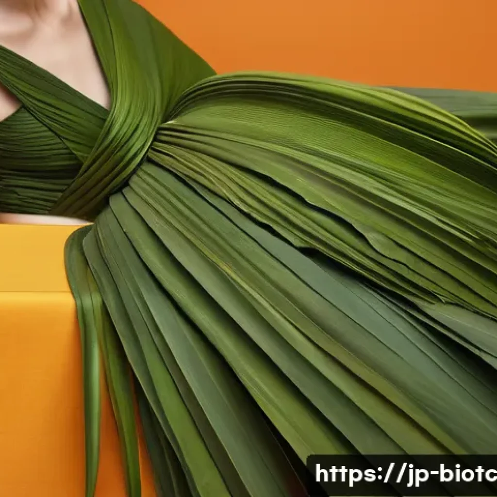 혁신적 바이오패브릭 소재 연구 결과 - **Prompt:** "A serene, ethereal scene where various plant materials like vibrant green pineapple lea...